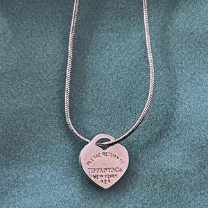 Return to New York heart “logo” sterling charm Necklace snake chain